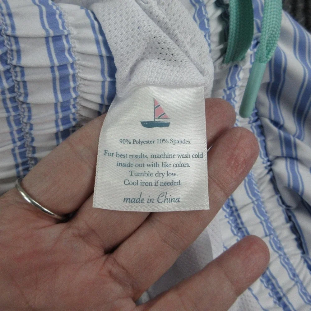 Henry Duvall Swim Shorts Mens M Blue White Striped Trunks Lined Drawstring NWT